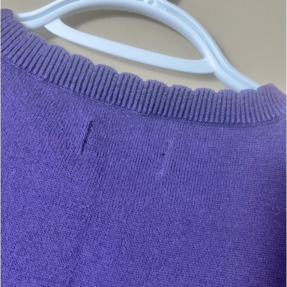 Women's Argyle Sweater Vest V Neck Purple Cotton Size Small Preppy Golfcore - Picture 7 of 7